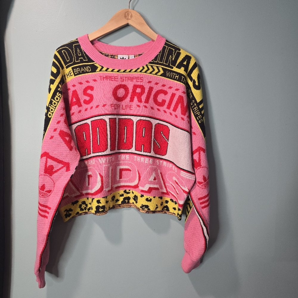 Adidas Originals Intarsia Cropped Women's Sweater Soccer Size L